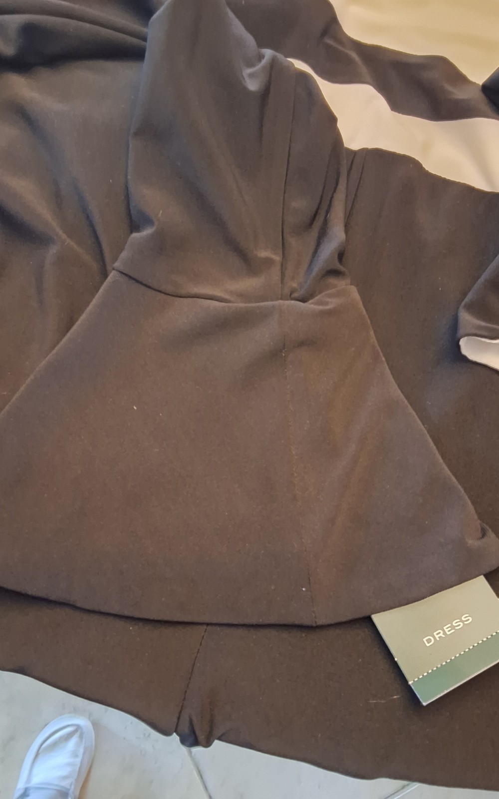 NWT* RALPH LAUREN, STRETCHY SIDE GATHERED BELL SLEEVES BLACK & WHITE DRESS 14