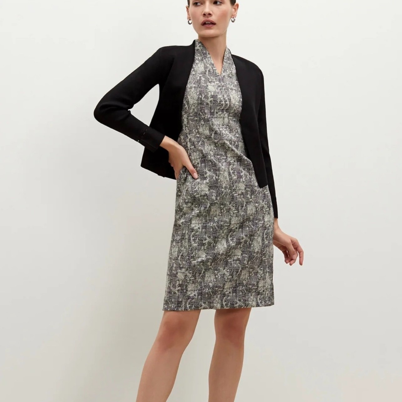 MM Lafleur The Aditi Dress in Black White Crackle Women’s Size 6