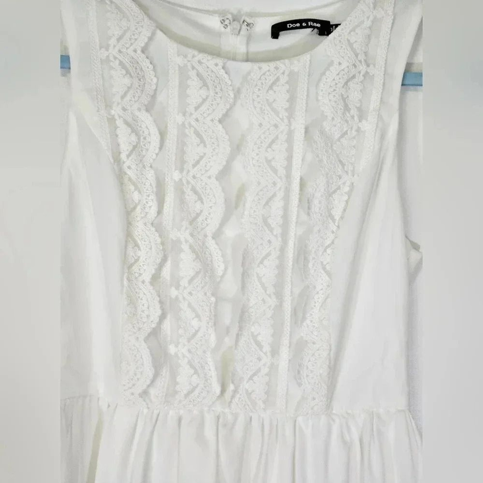 Doe & Rae White Lace Trimmed Sleeveless Fit Flare Dress Size S