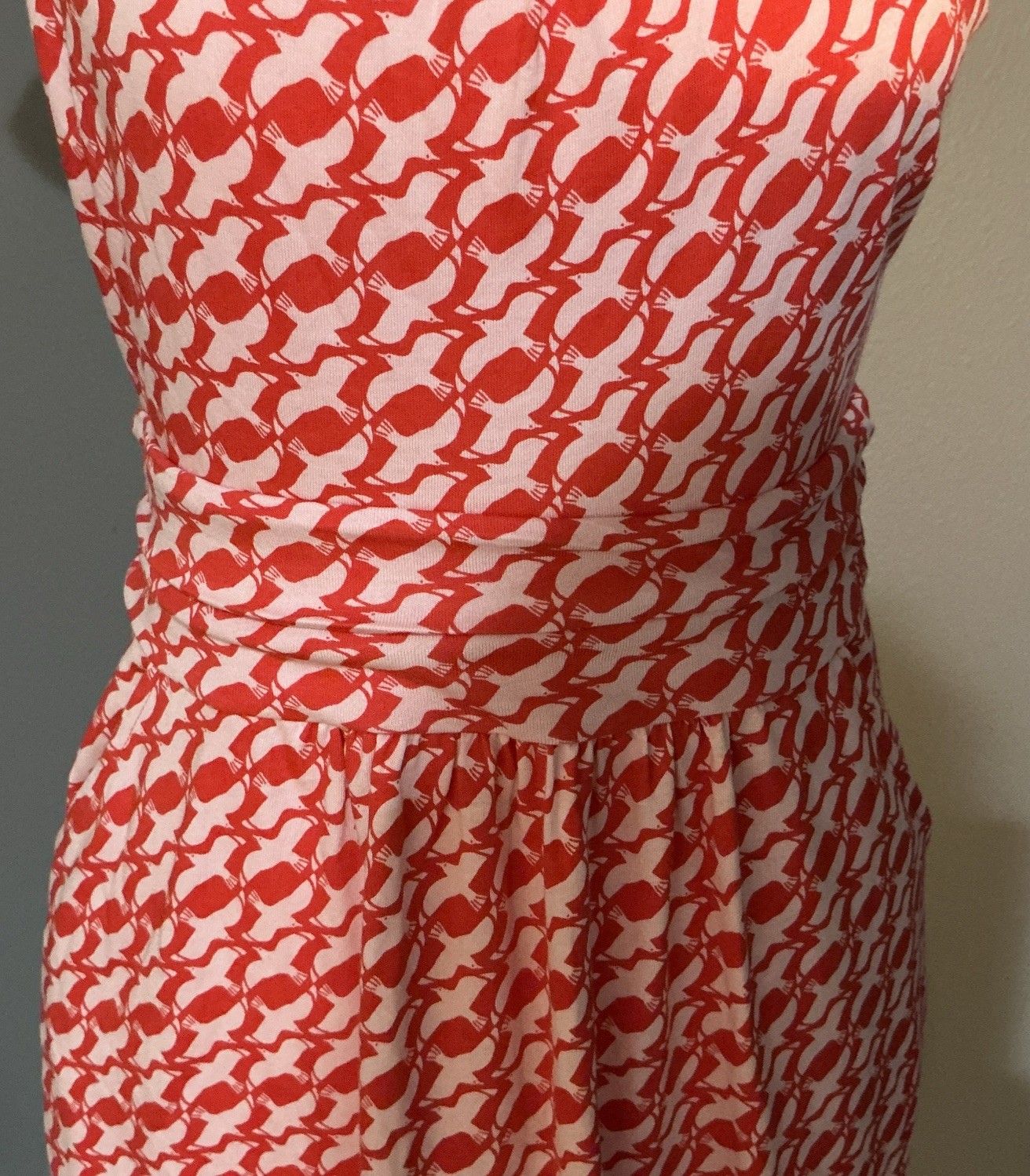 Boden Size 4 Petite Margot White Dove Bird Print Jersey Dress Scoop Neck