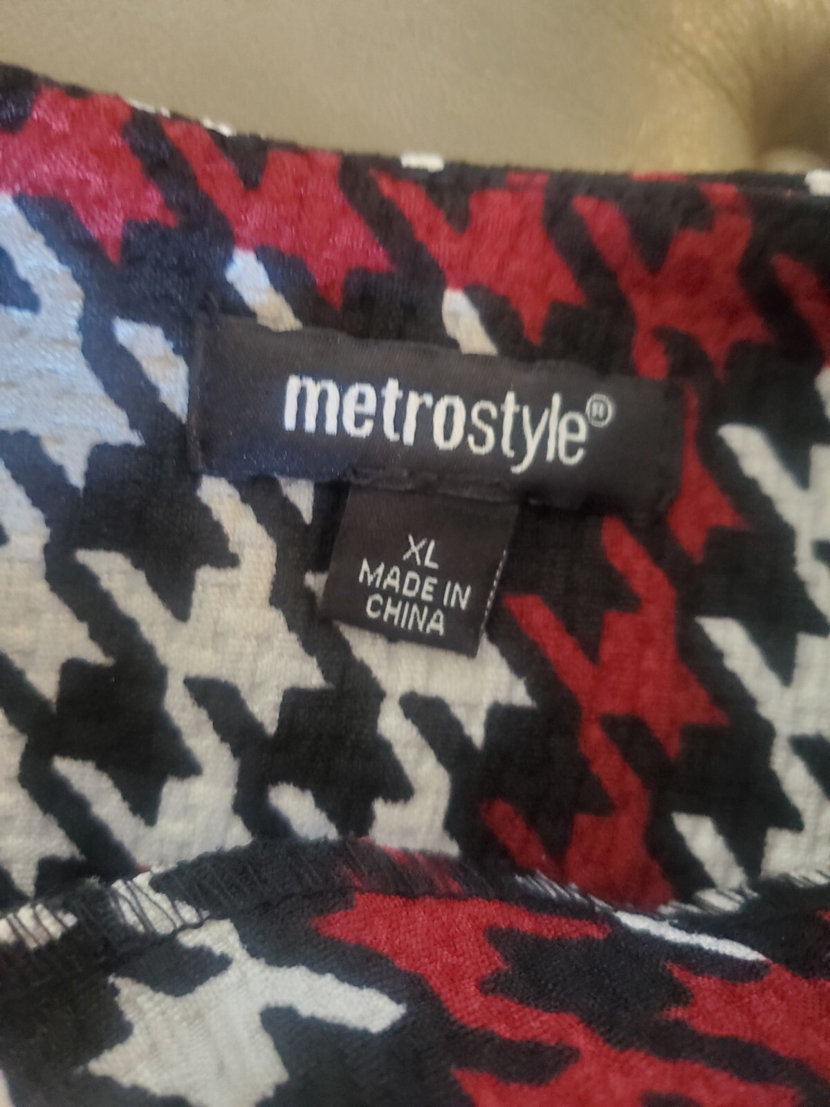 Metrostyle Womens Houndstooth Pattern Dress Size XL MAROON