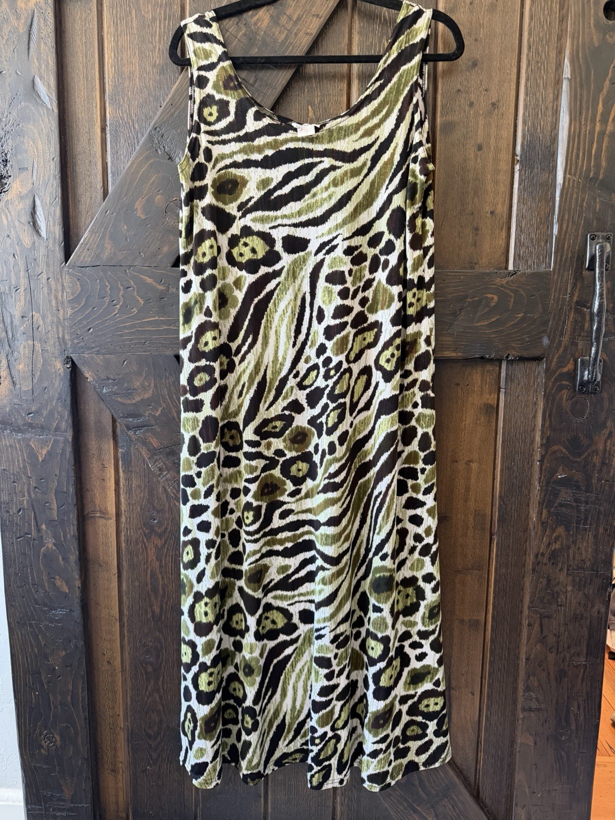 Jostar Women’s Leopard Animal Print Maxi Dress Long Sleeveless Scoop Neck M