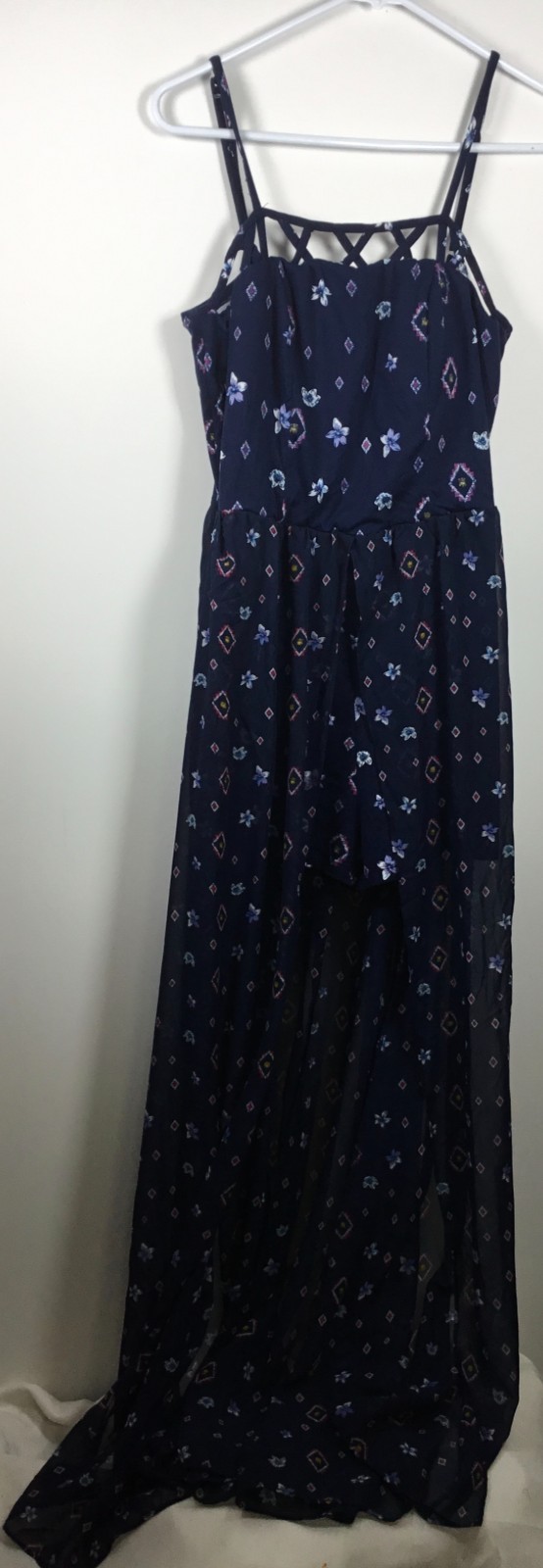 No Boundaries High Low Summer Maxi Floral Size L (11-13) Romper Sun Dress