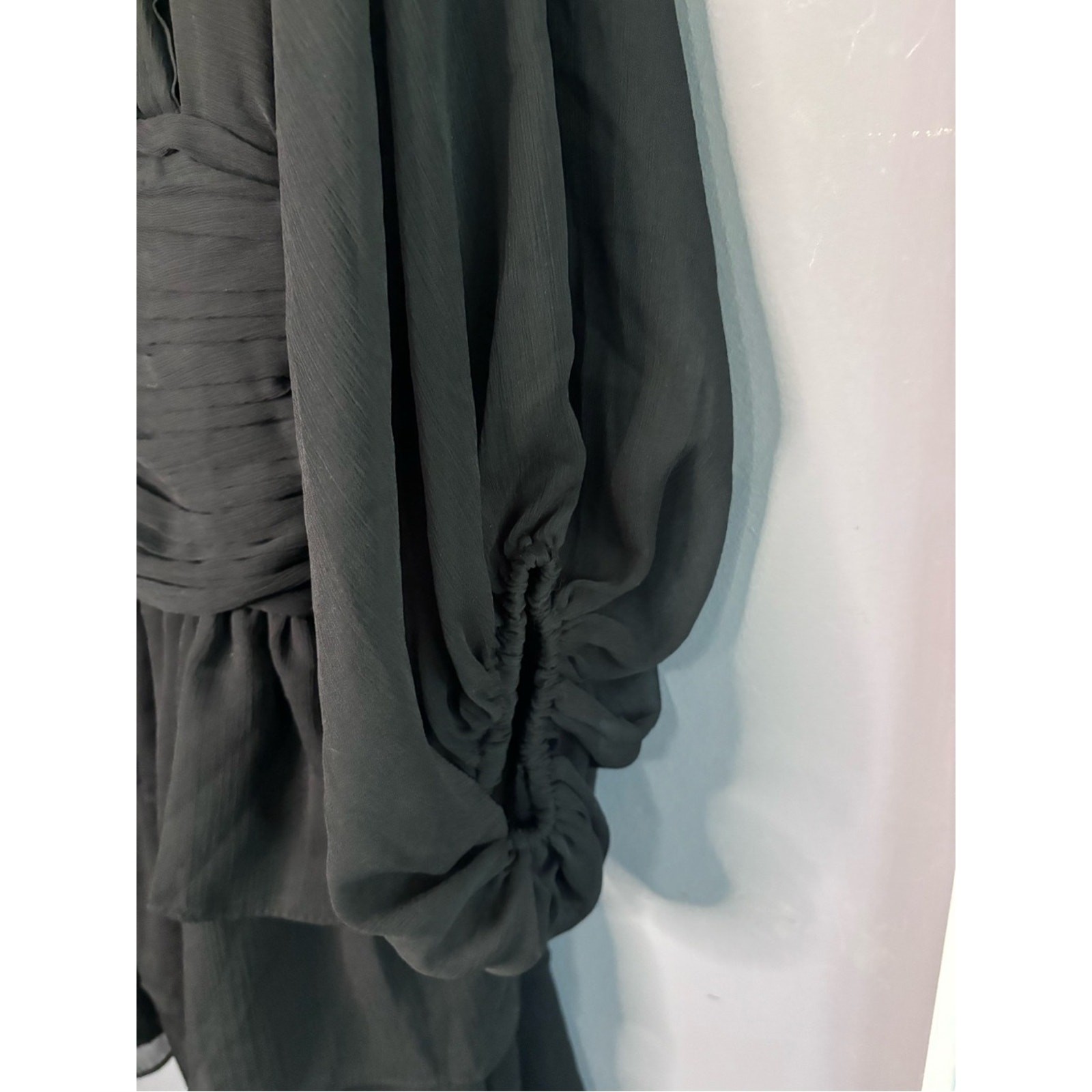 Express Black Balloon Sleeve High Neck Open Back Dress 8