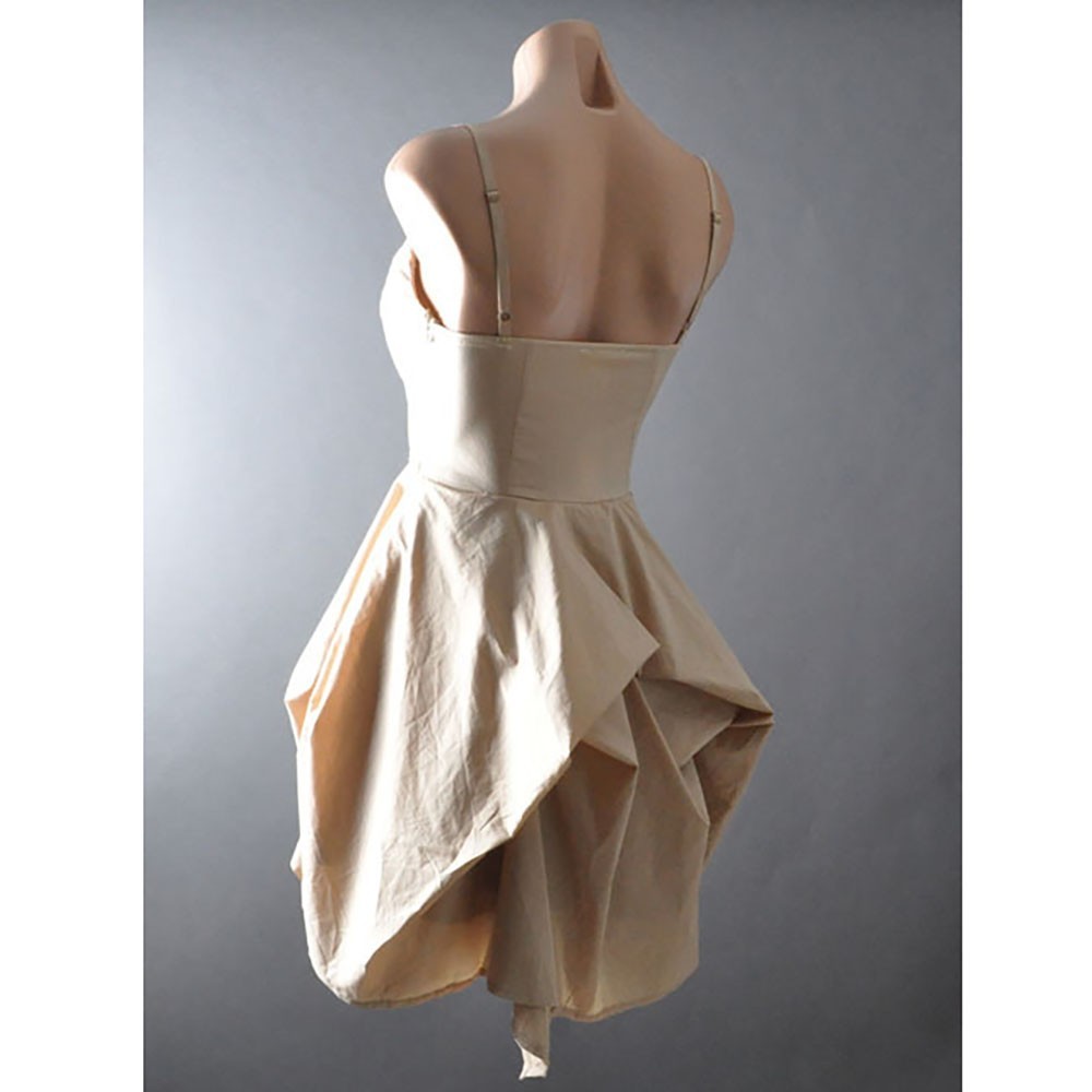 Beige Tan Brown Steampunk Victorian Gothic Western Asymmetric Bustle Dress S M L