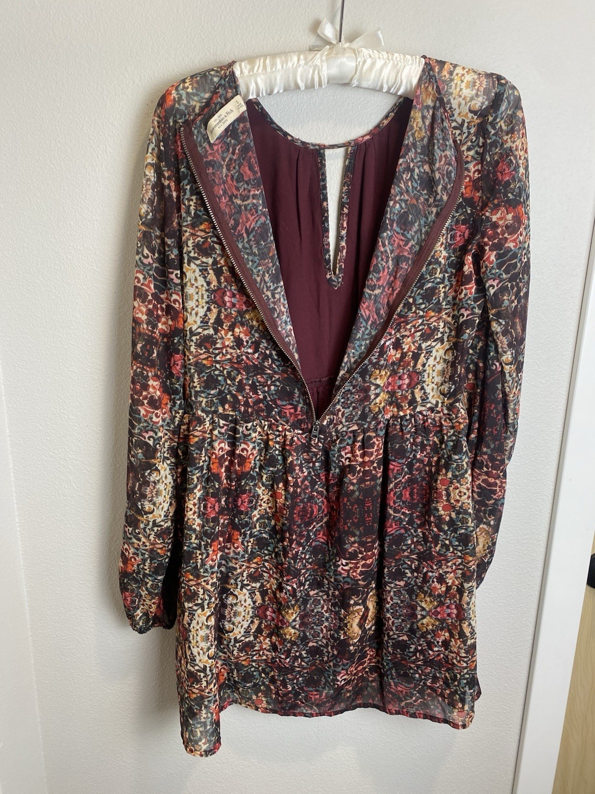 Abercrombie & Fitch Keyhole Neck Sheer Gothic Floral Dress Boho~Dark Romance~(S)