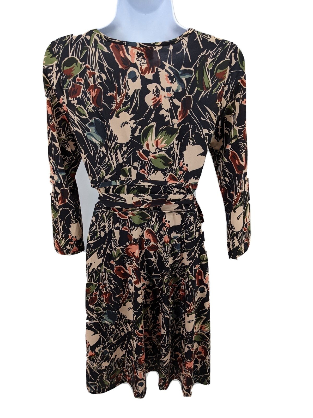 Leona Edmiston Womens Green Floral Wrap Dress Size 4 US 6 AU Tie Belted V Neck