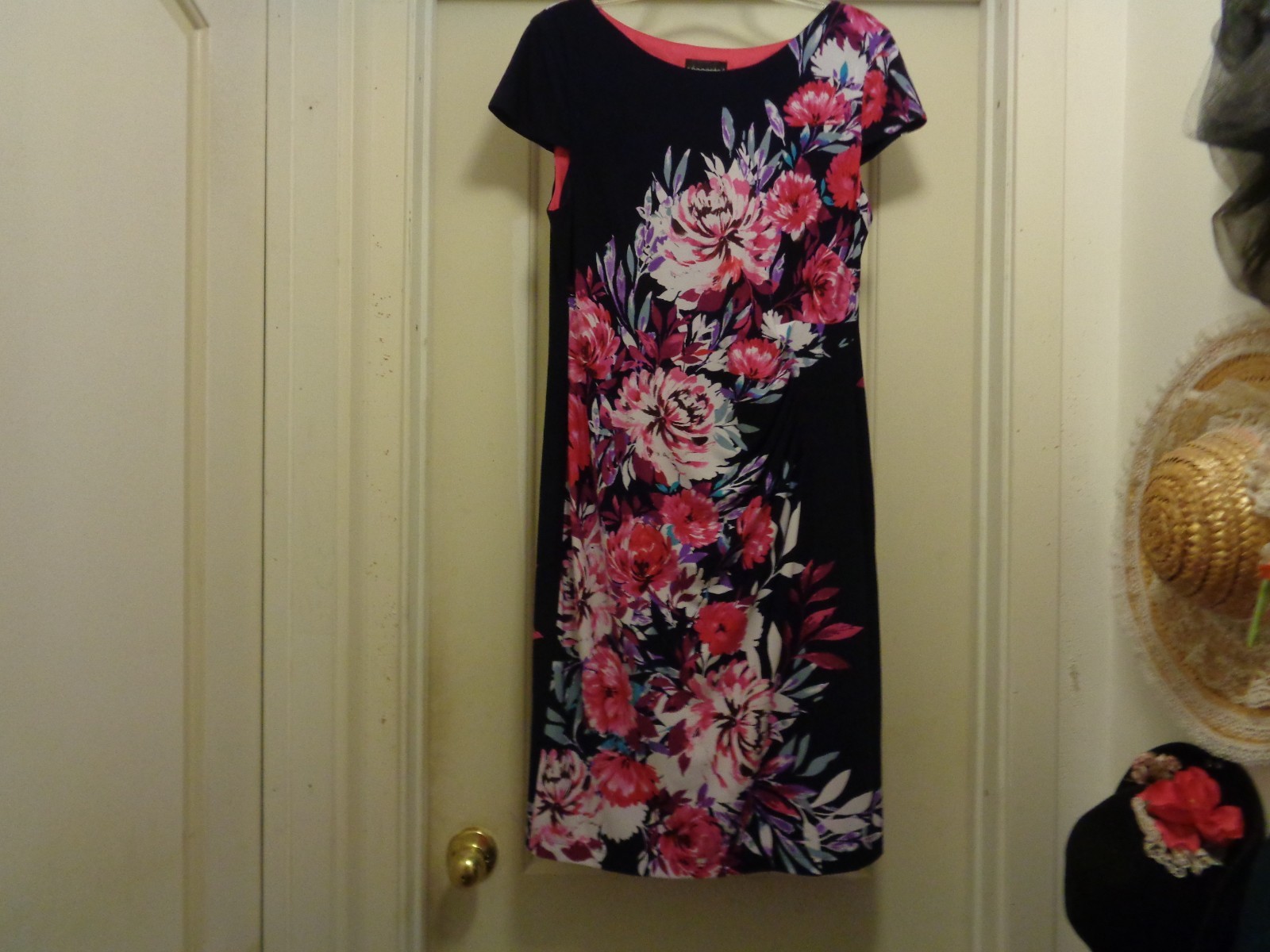 1940s Style Reproduction FLOWERS BLACK & PINK WH DRESS CONNECTED APPAREL 12
