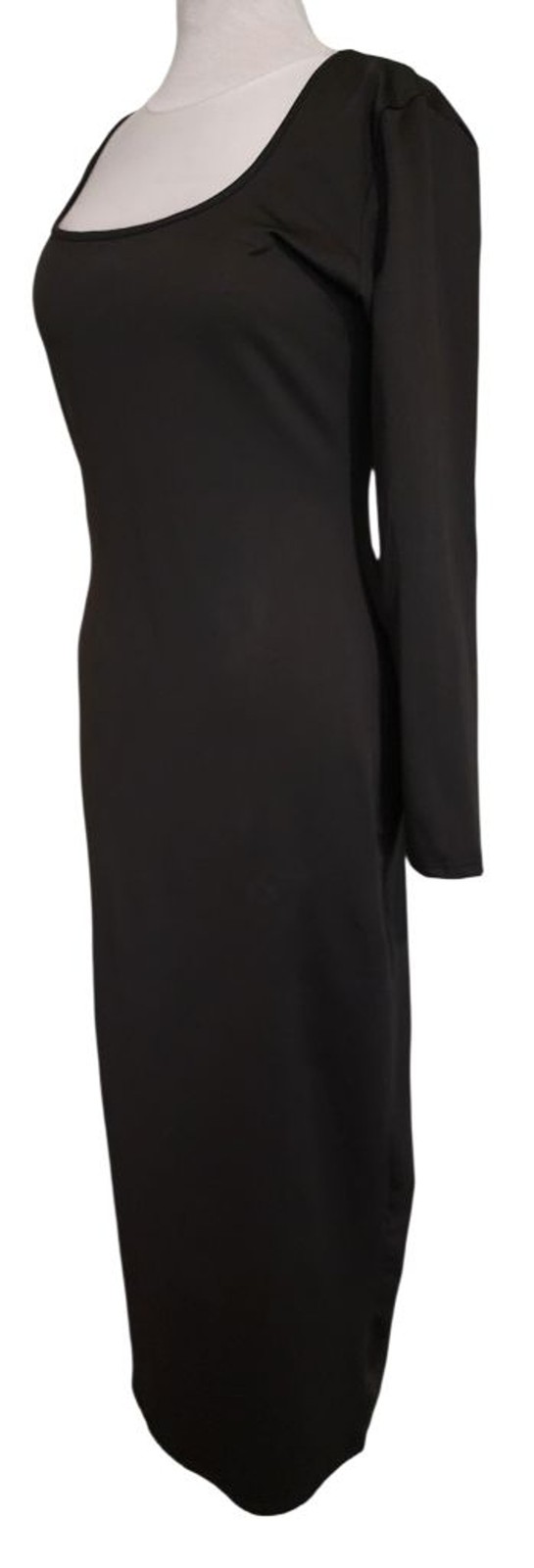2XL Black Long Sleeve Maxi Dress Square Neck Bodycon Costume Formal Stretch