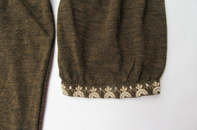 Sweet Magnolia Brown Embroidered Boho Dress Women’s L 3/4 Sleeve Midi