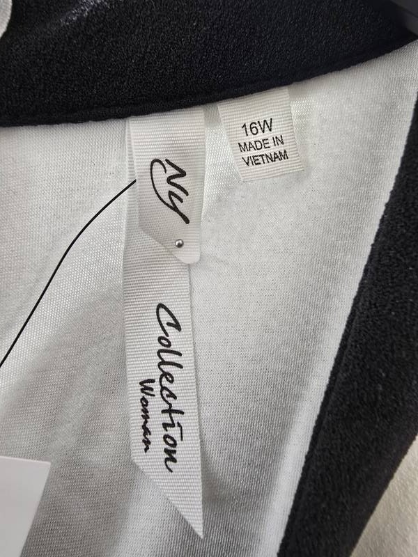 NY Collection Plus Size Colorblocked Dress Women’s 16W White/Black Zip Closure