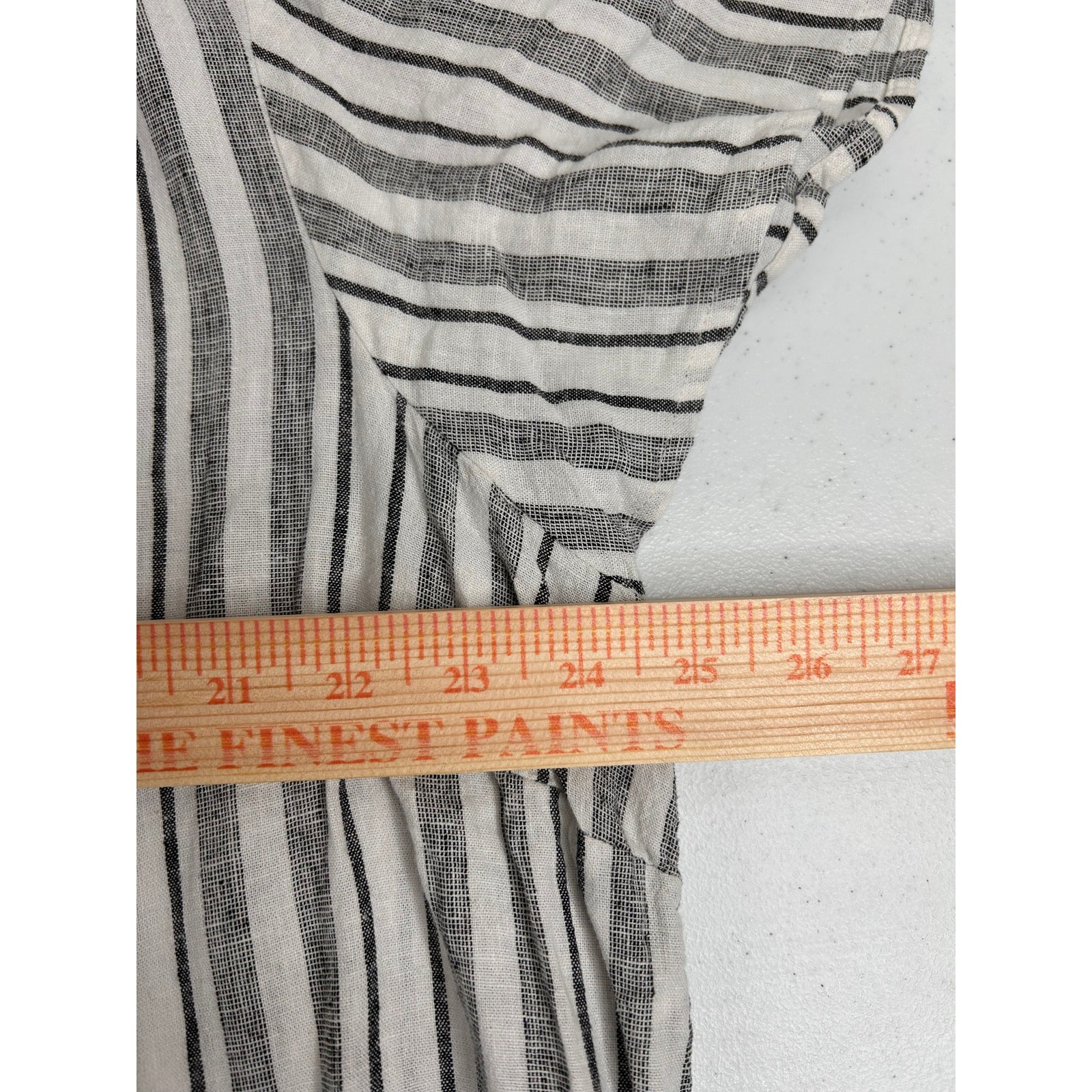Terra&Sky Linen Blend Striped Shift Dress 1X Flutter Sleeve Beach Resort Neutral