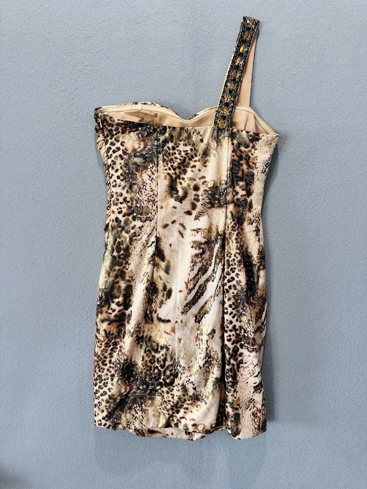 Dave and Johnny Homecoming Evening Dress Short Animal Print One Shoulder Size 2