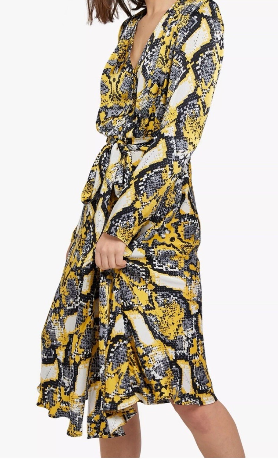 Ghost London Meryl Satin Button Rare Snakeprint Dress XS