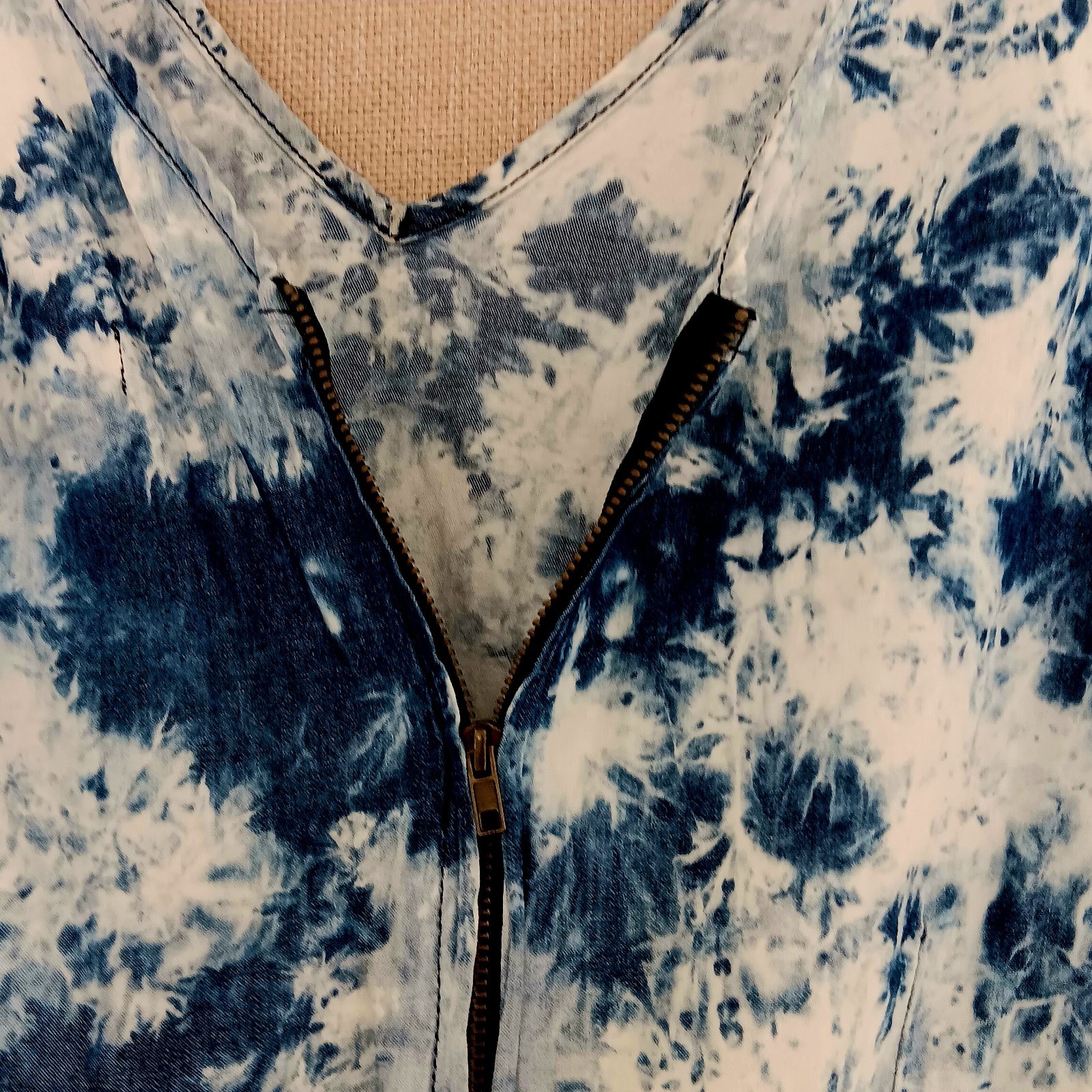 Indigo Rein Blue Tie Dye Sleeveless Mini Women’s Dress Size M Retro Y2K Hippie