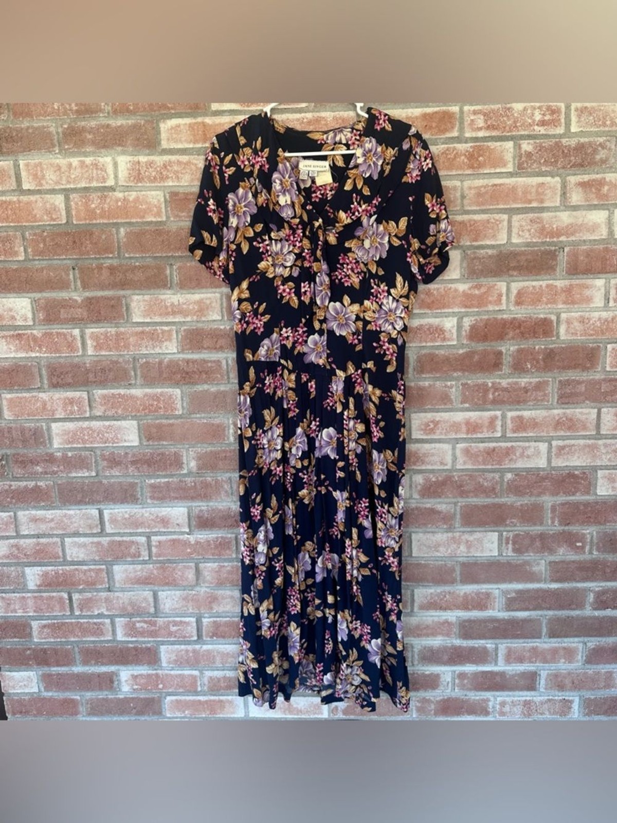 Vintage 1980s Floral Long Dress Cottagecore Prairie Women’s Medium Pleated