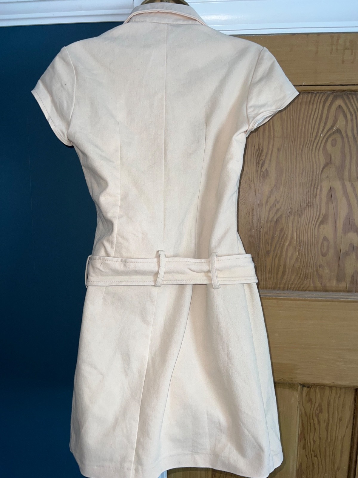 Jane Norman ❤️ vintage Y2K Mocha Secretary safari military dress size 10 12 Uk