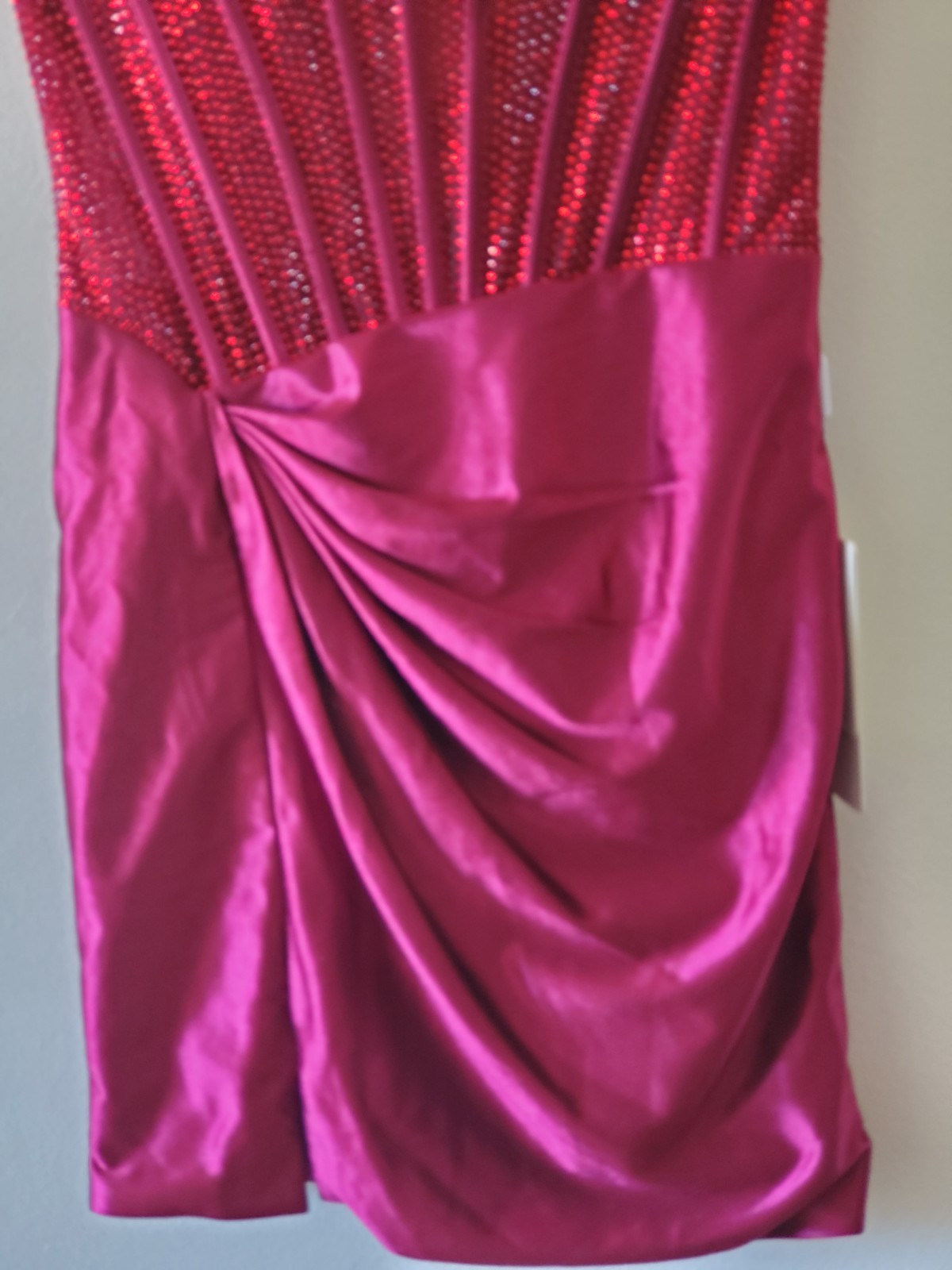 Stacees Sz 0 (XS) Sparkling Strapless Hot Fix Crystal Corset Mini Dress Burgundy