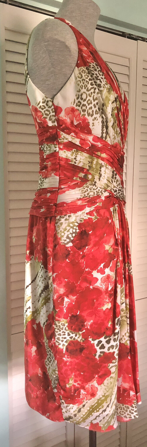 LIANCARLO Couture Bougainvillea Print Berry Color Silk Dress Size 6