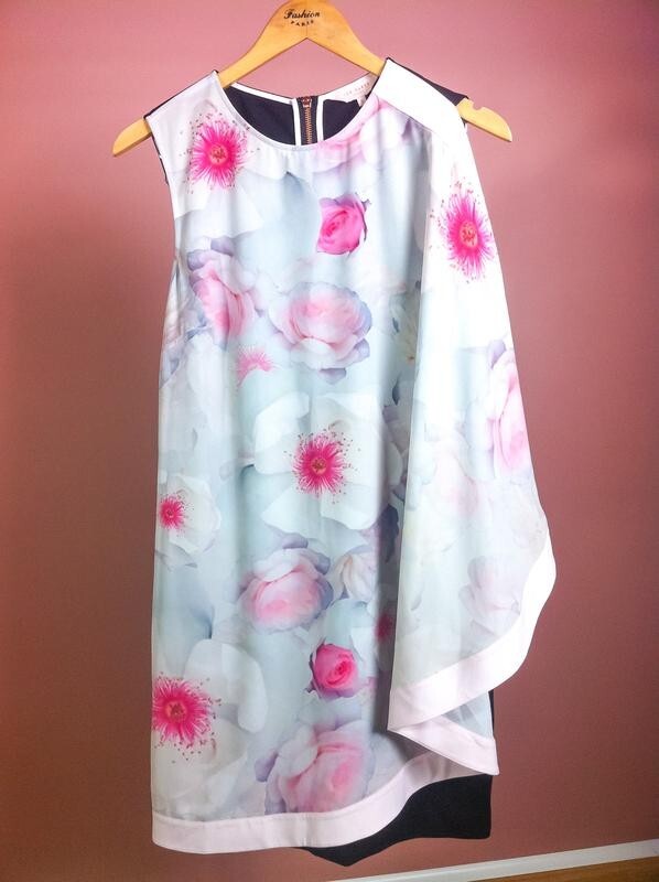 Ted Baker Pink Floral Chelsea Agostia Dress Double Layer Size 3