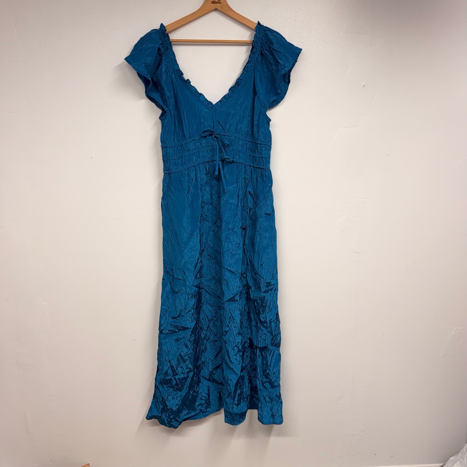 J. Crew Palermo Dress Viscose-Blend Crinkle SZ LARGE Ruffled Peasant Cottagecore
