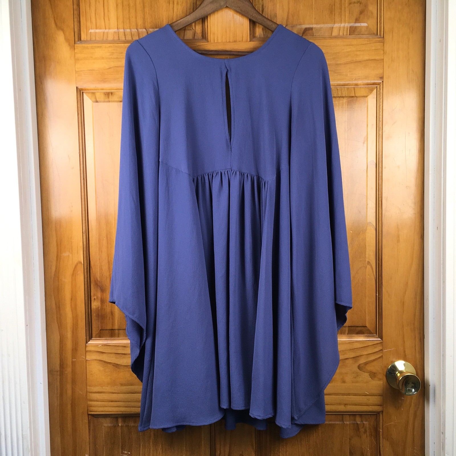 Altar’d State Blue Bell Sleeve Babydoll Mini Dress Keyhole Back M Hippie Indie