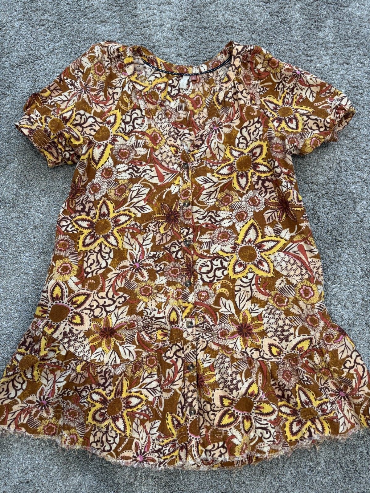 Anthropology Pilcro Women’s Mini Dress Size Medium Floral Split Nect Summer Dres