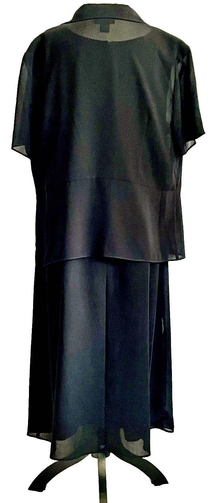 ARC 2-Piece Elegant Sheath + Sheer Rhinestone Accent Top 1X Black Polyester