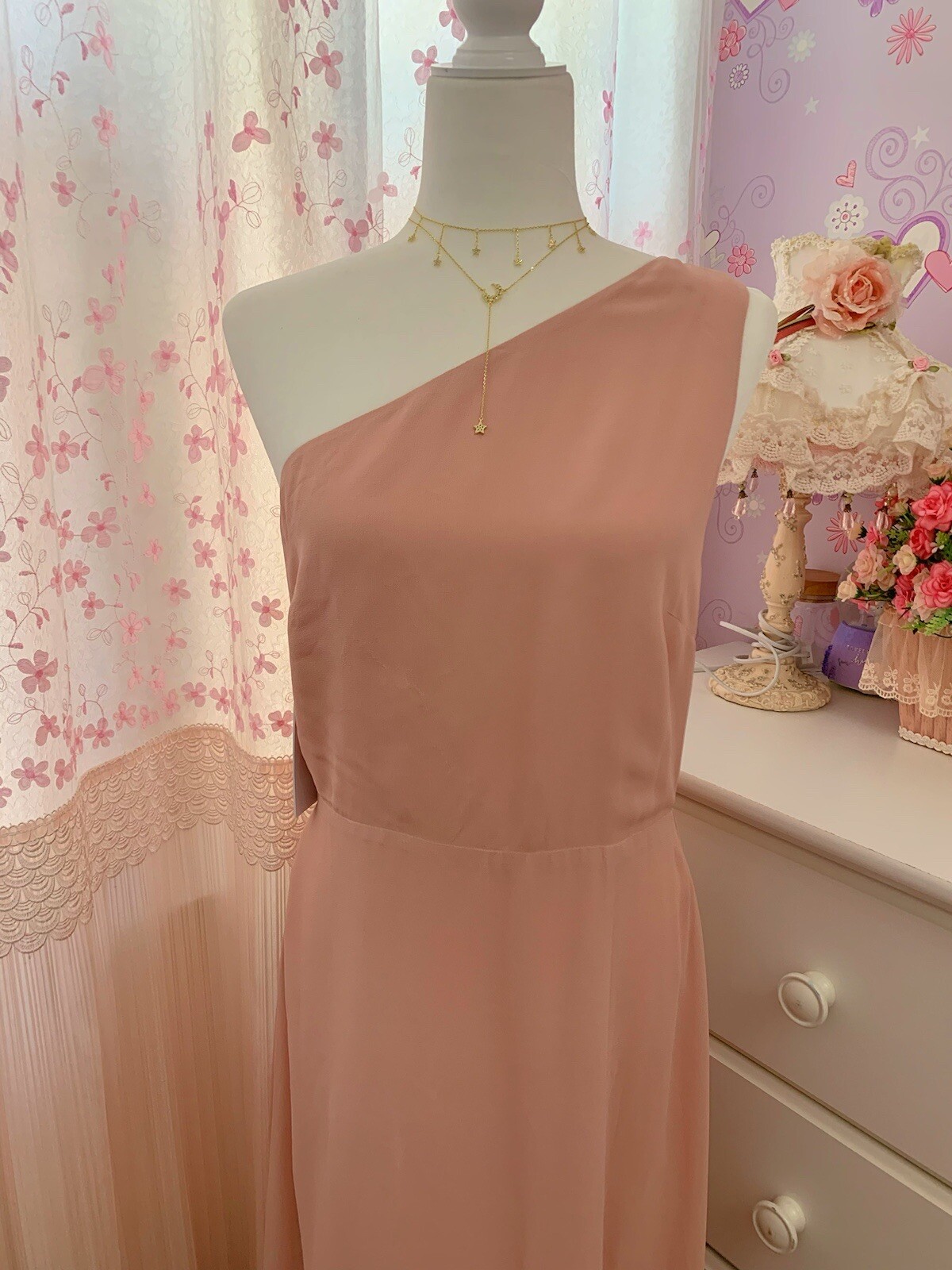 NWT Reformation Evelyn One Shoulder Long Dress Blush Pink Size 10 $348
