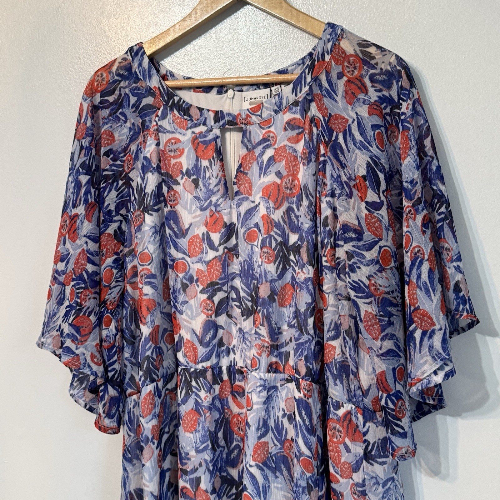Junarose Tropical Floral Maxi Dress Women’s 18 Multicolor Resort Vacation