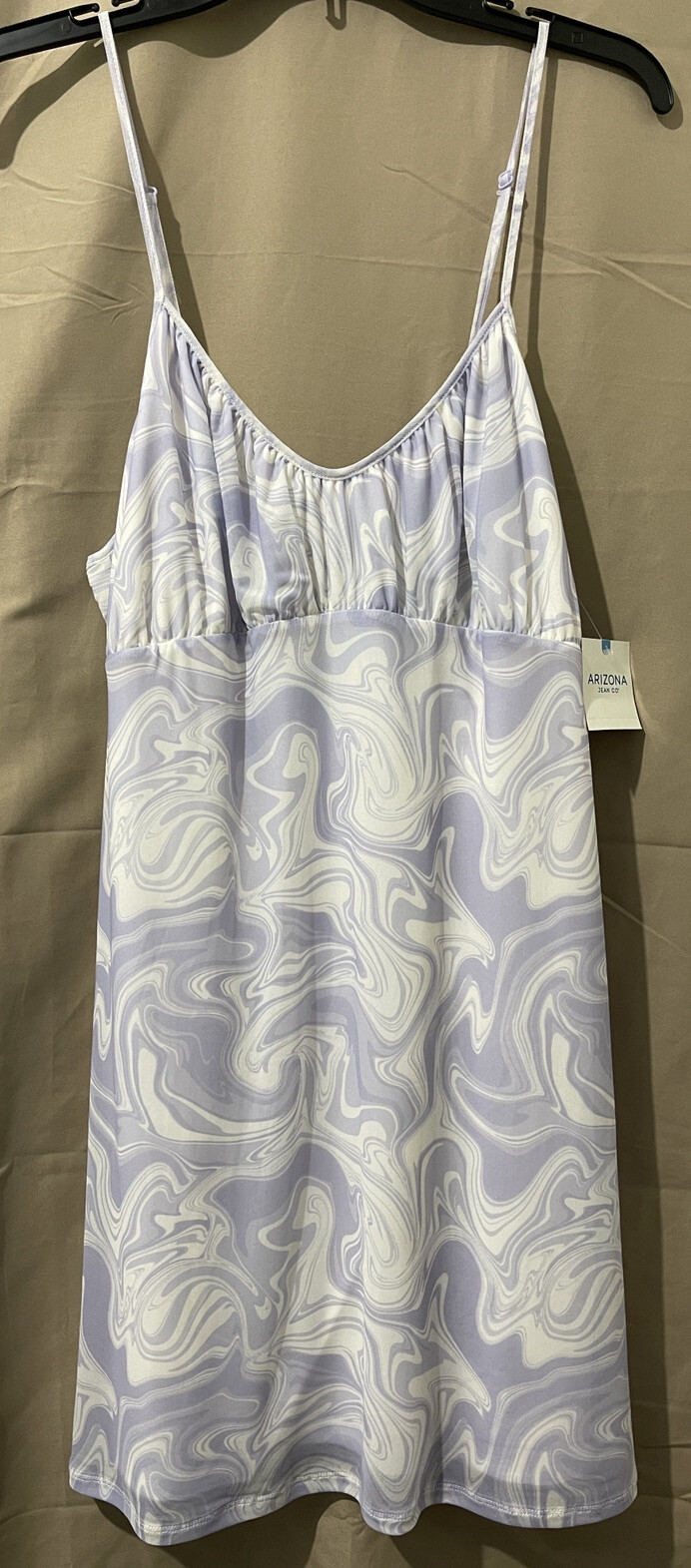 Arizona Jean Co Mesh Mini Dress Size XL Lavender Marble Spaghetti Straps New