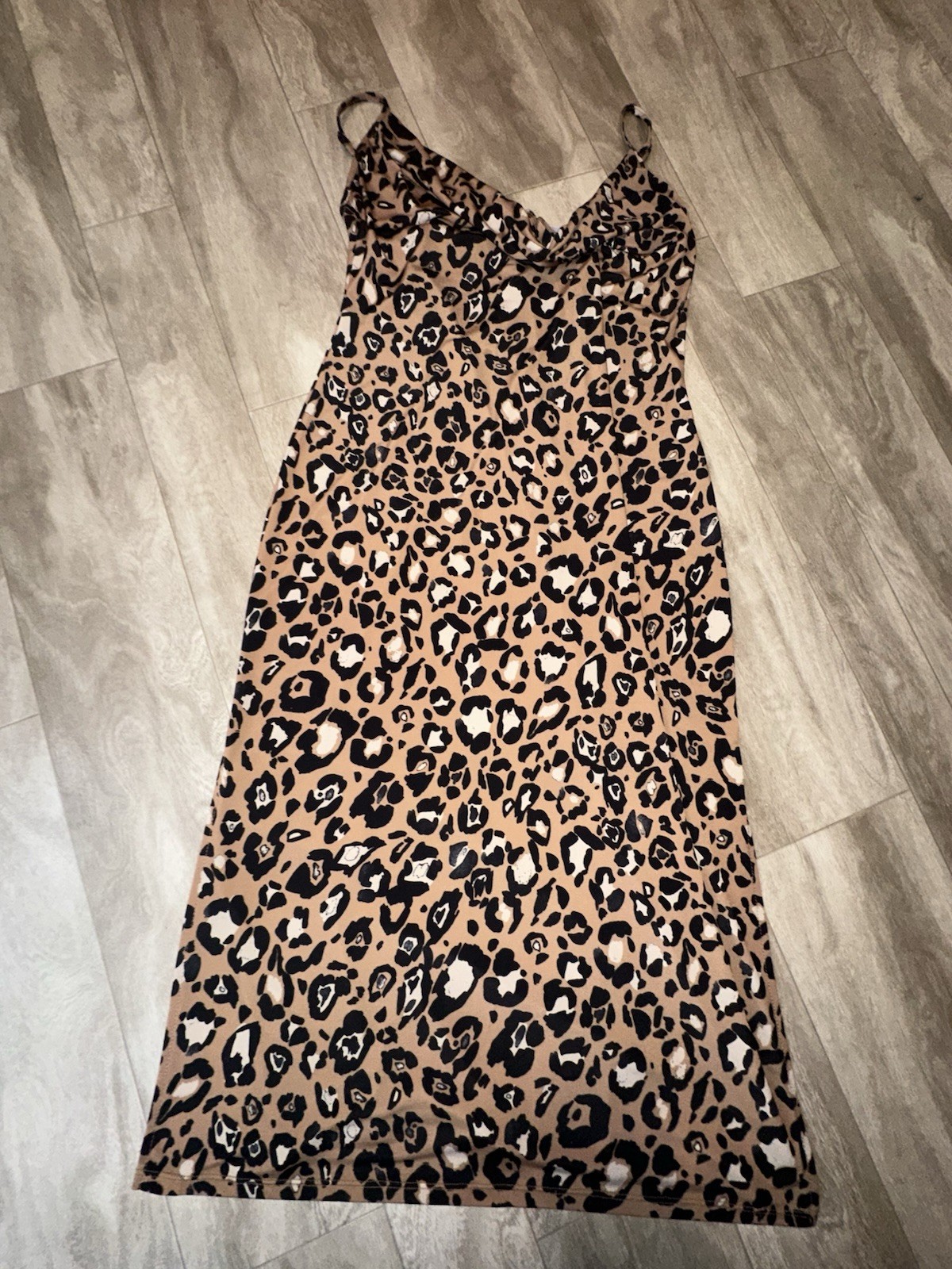 ASOS leopard print maxi dress with the adjustable straps and slits up both sides