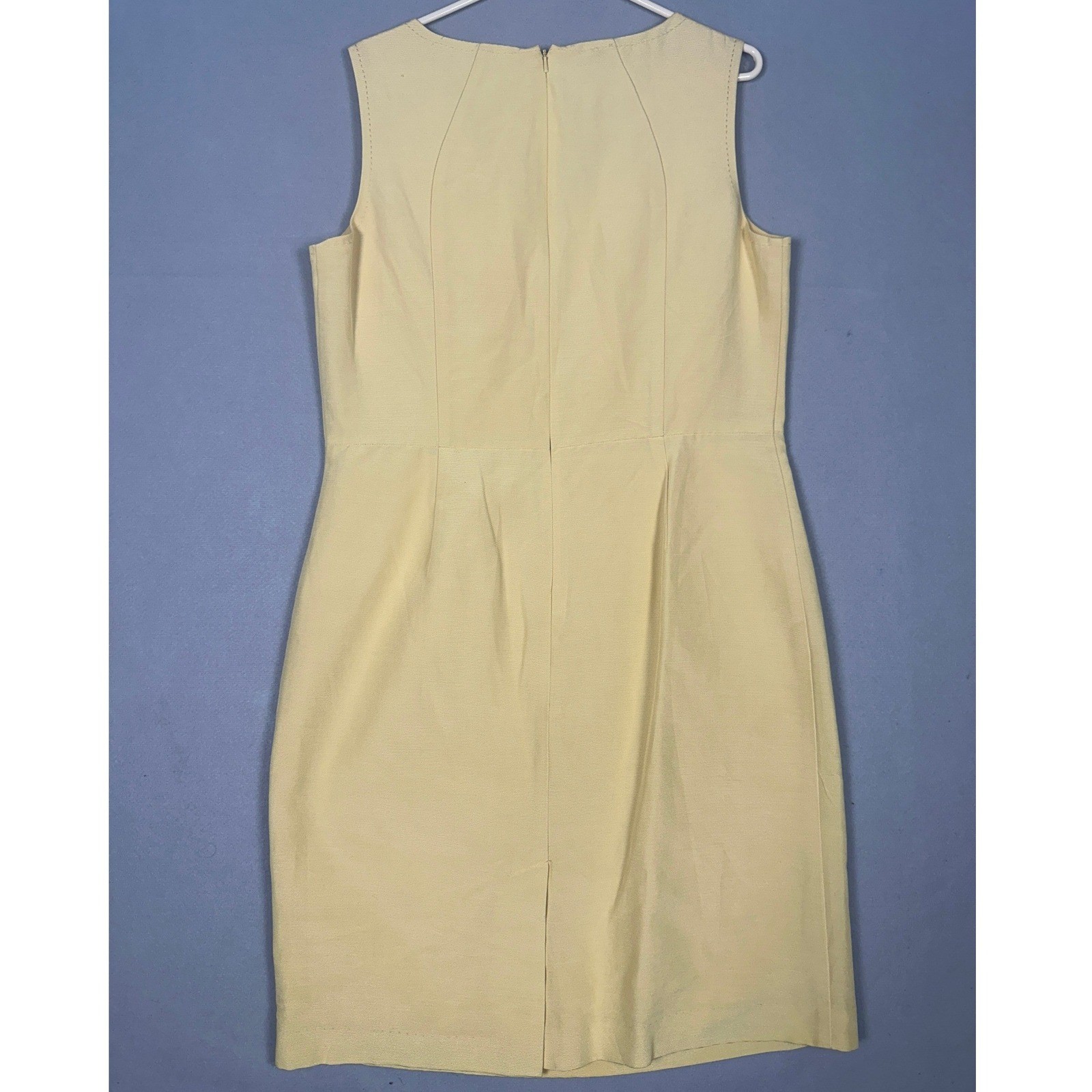 NEW Talbots Silk Blend Dress Womens 14 Pale Yellow Sheath Sleeveless Back Zip