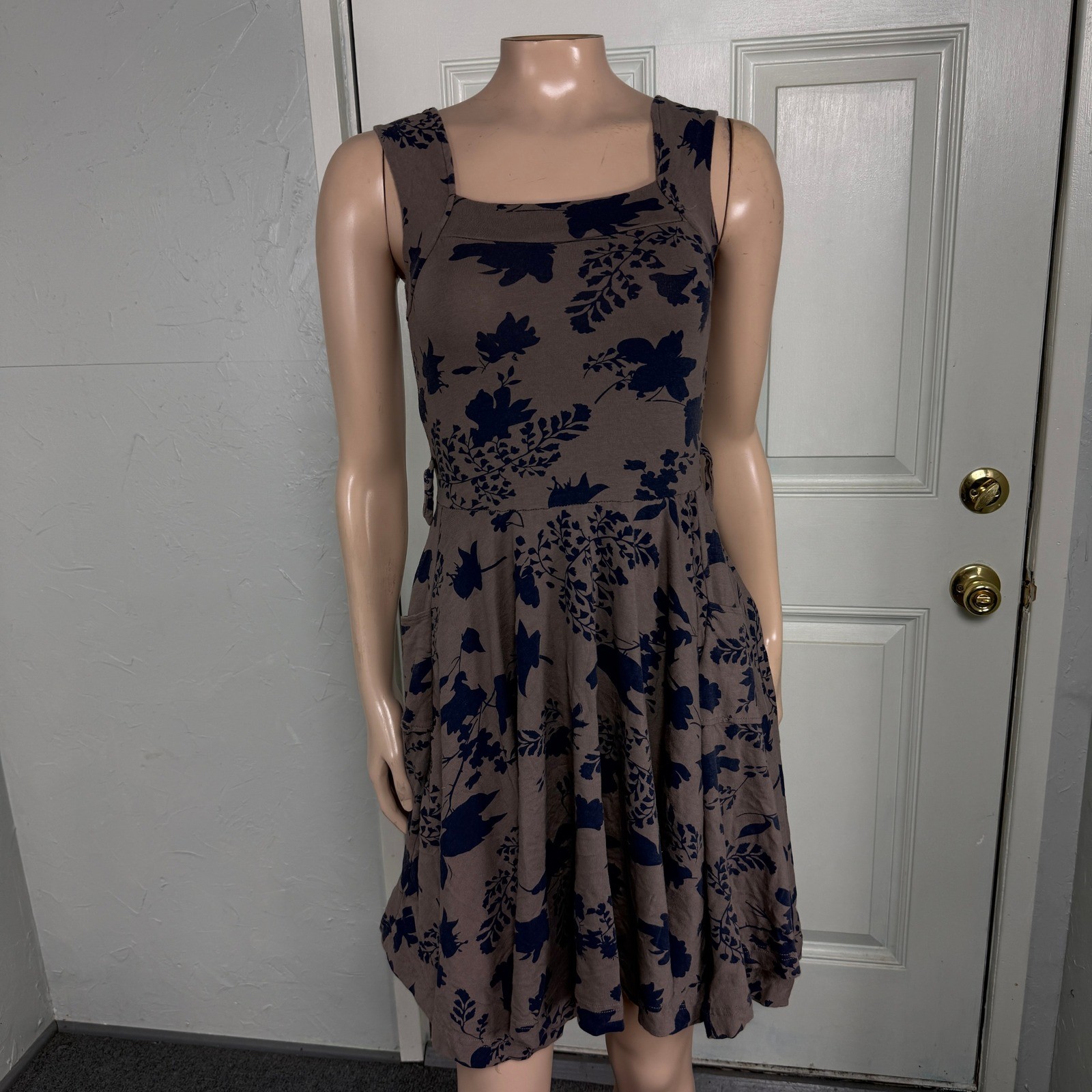 Effie’s Heart Women’s Dress XS Pockets Sleeveless Cotton Floral Stretch GG7