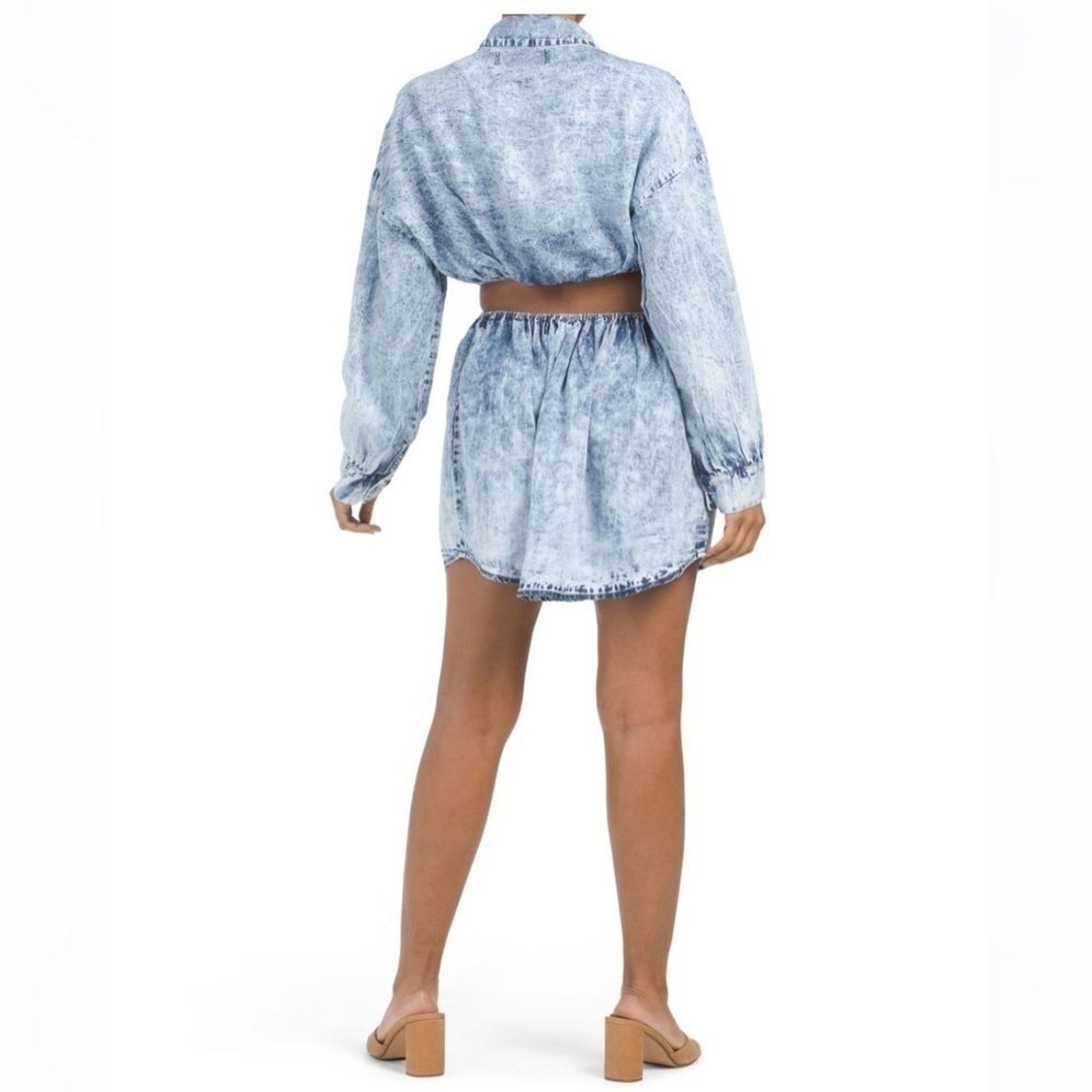 Vintage Havana New Size S Lyocell Cut Outs Long Sleeve Acid Wash Shirt Dress
