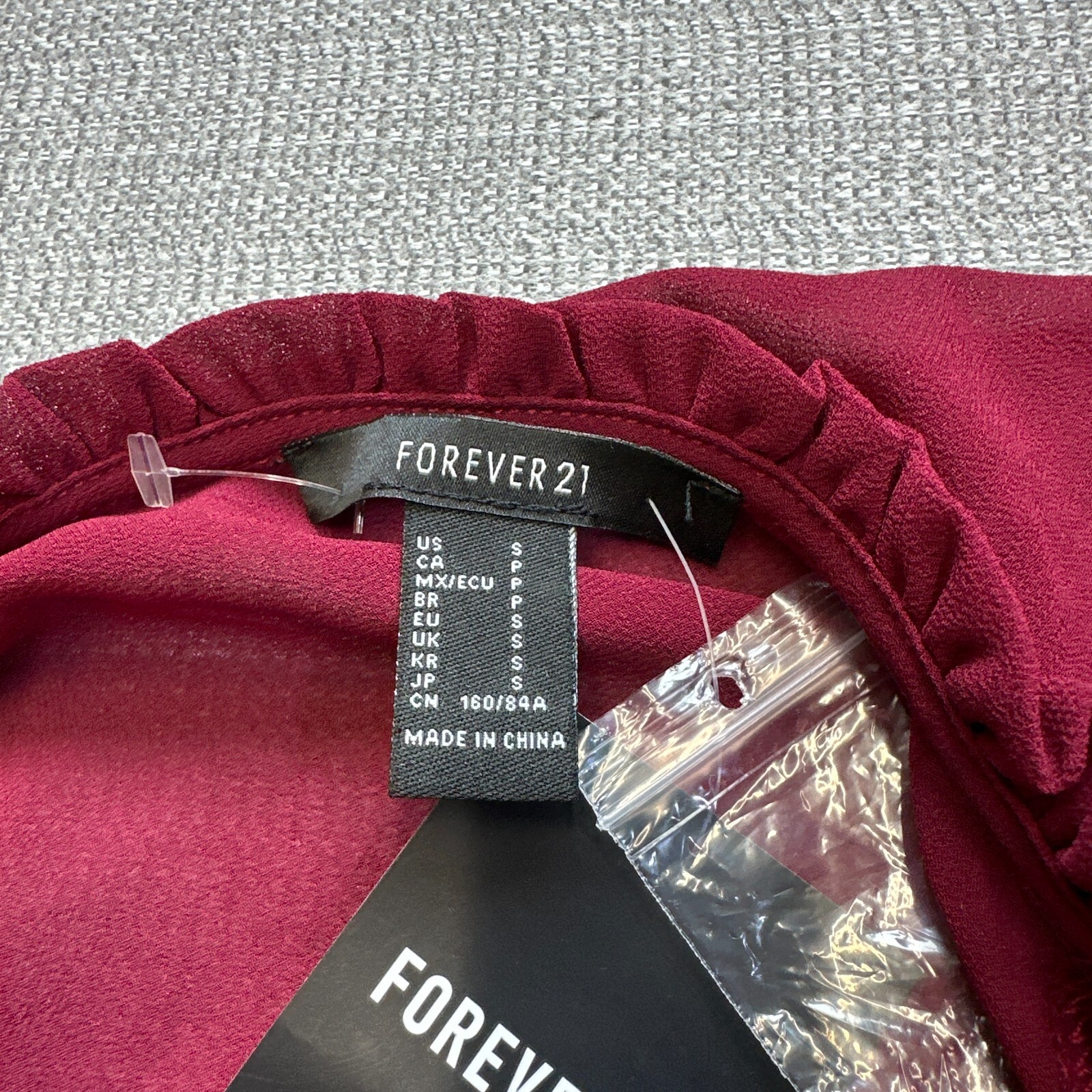Forever 21 Burgundy Slip Dress with Sheer Jacket Small Ruffles Romantic Whimsy