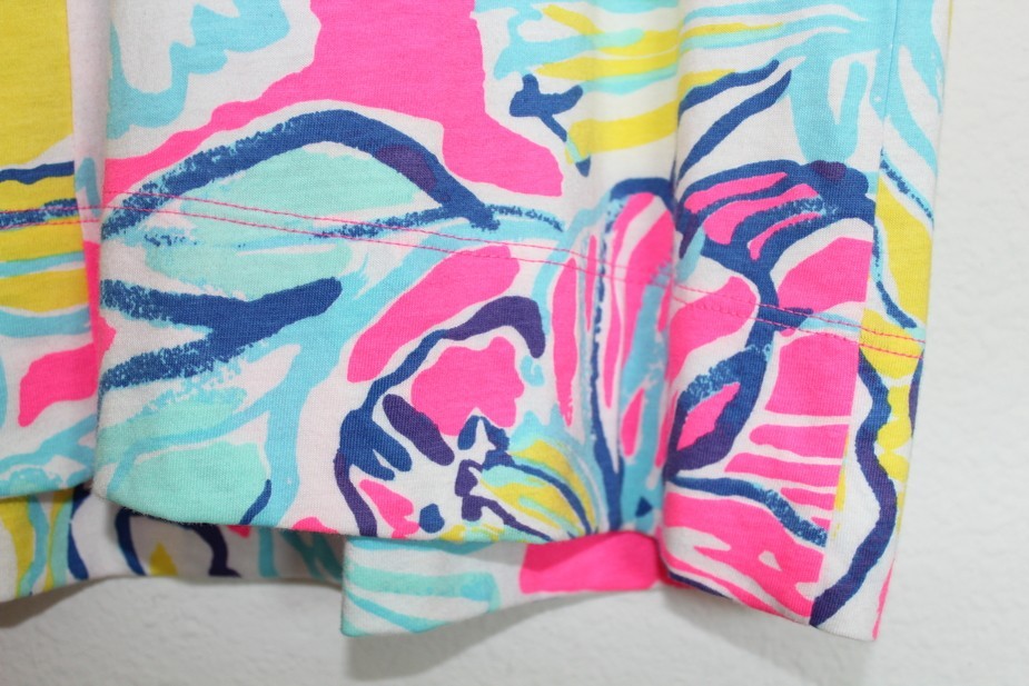 Lilly Pulitzer Marlowe Dress 100% Pima Cotton Pink Floral Boat Neck Nautical L
