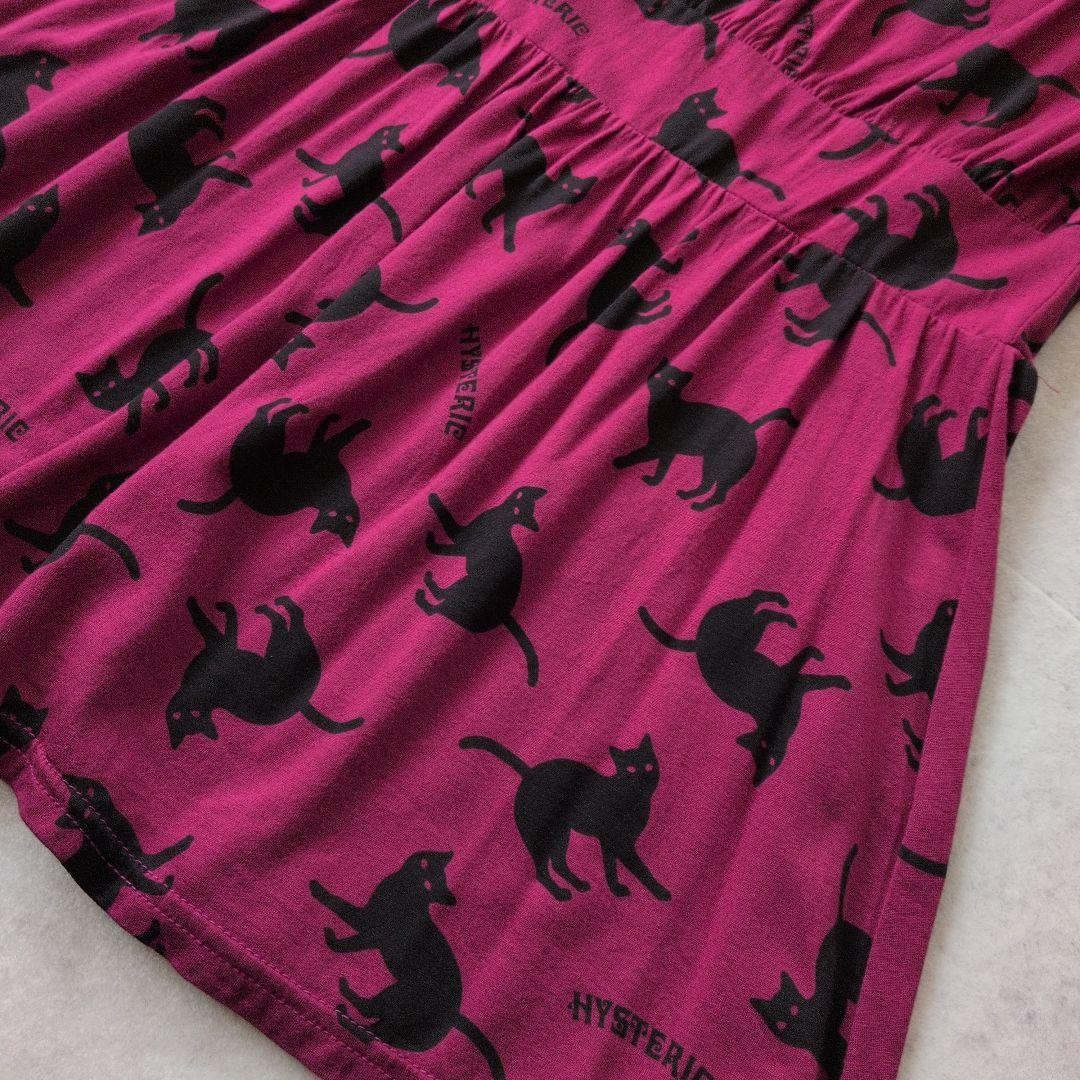 HYSTERIC GLAMOUR Dress Cat Pattern All-over Print Sheer Wine Red
