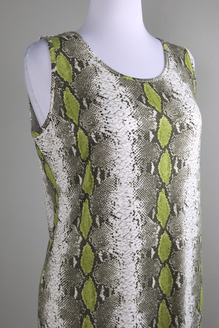 THE PYRAMID COLLECTION $89 Soft Stretch Snake Python Midi Tank Dress Size Large