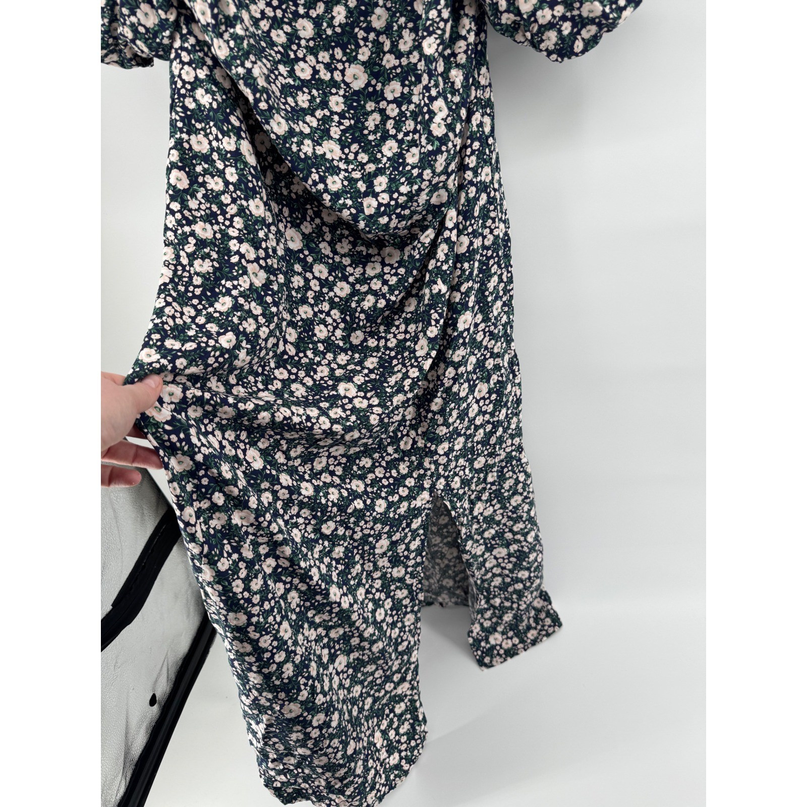 Old Navy Womens Floral Smocked Square Neck Maxi Dress Navy Pink White XL