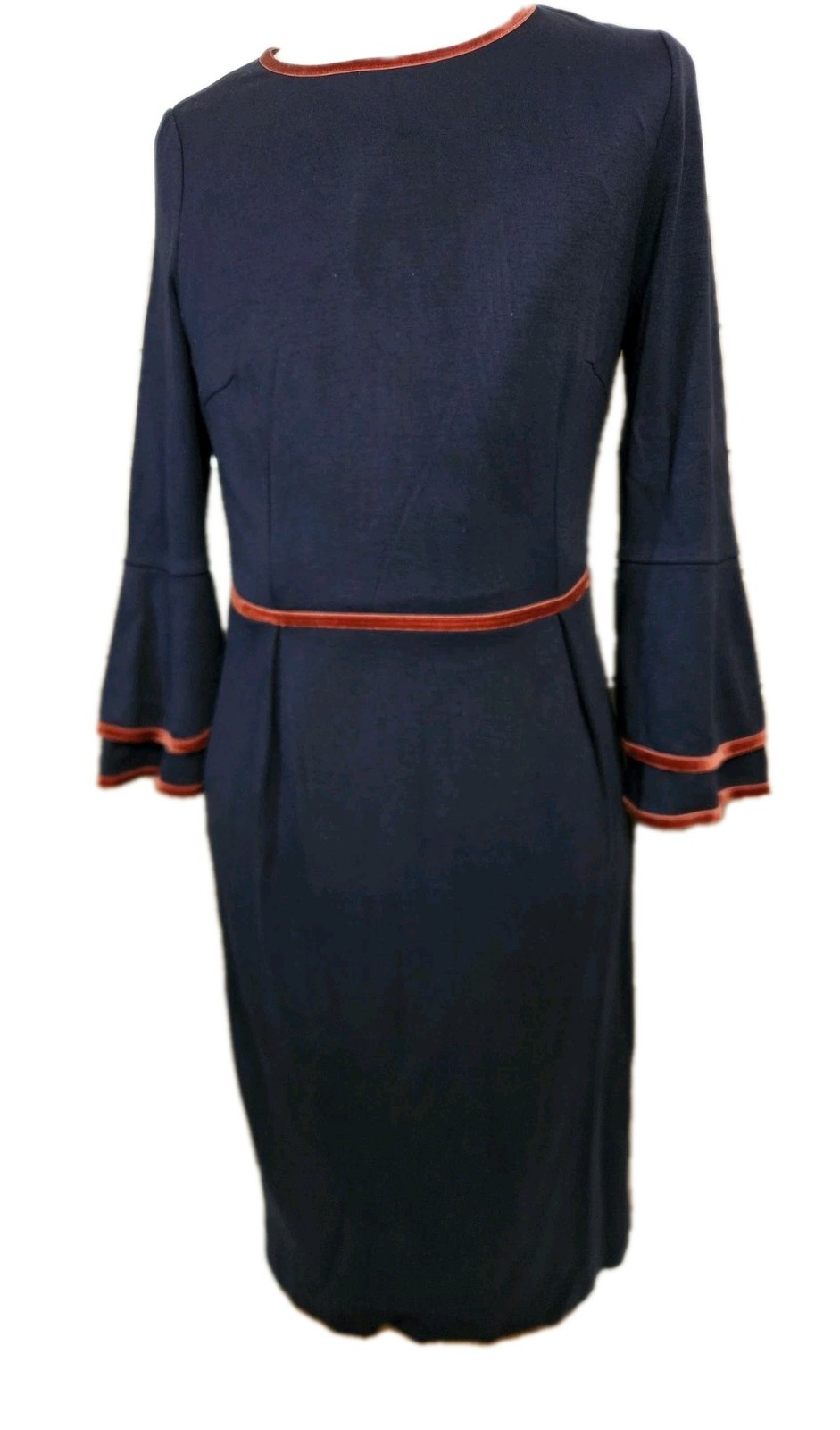 Boden Medieval Maiden Dress Ladies Heavy Lined Navy Stretch Zip Up Retro UK 14 R