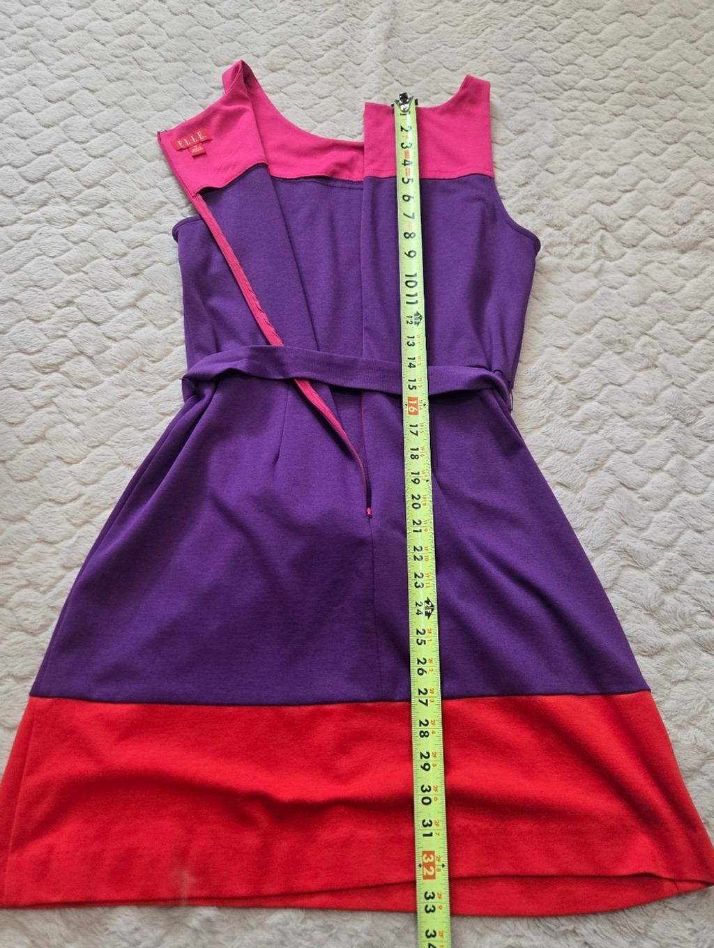 Elle Colorblock Sheath Sleeveless Belted Mini-Dress, Size 10