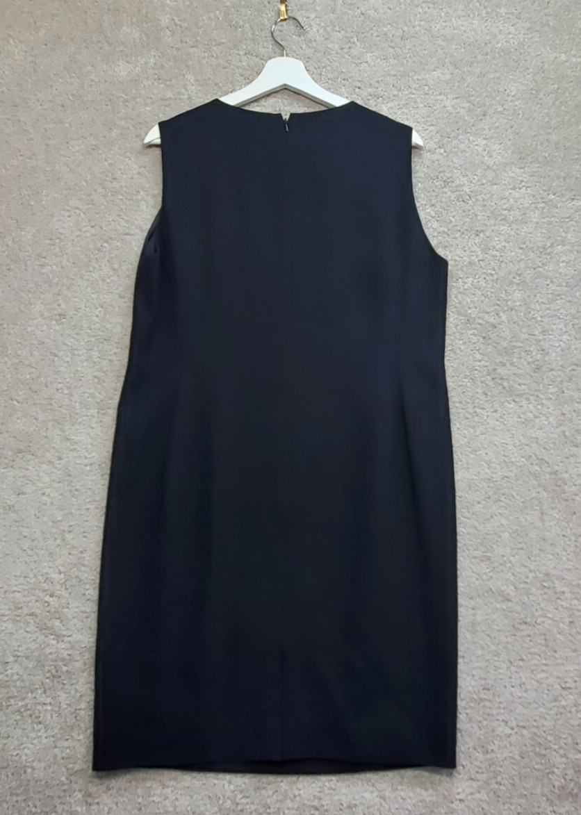 Linda Allard Ellen Tracy Shift Dress Women’s 14 Black Lined Round Neck Back Zip