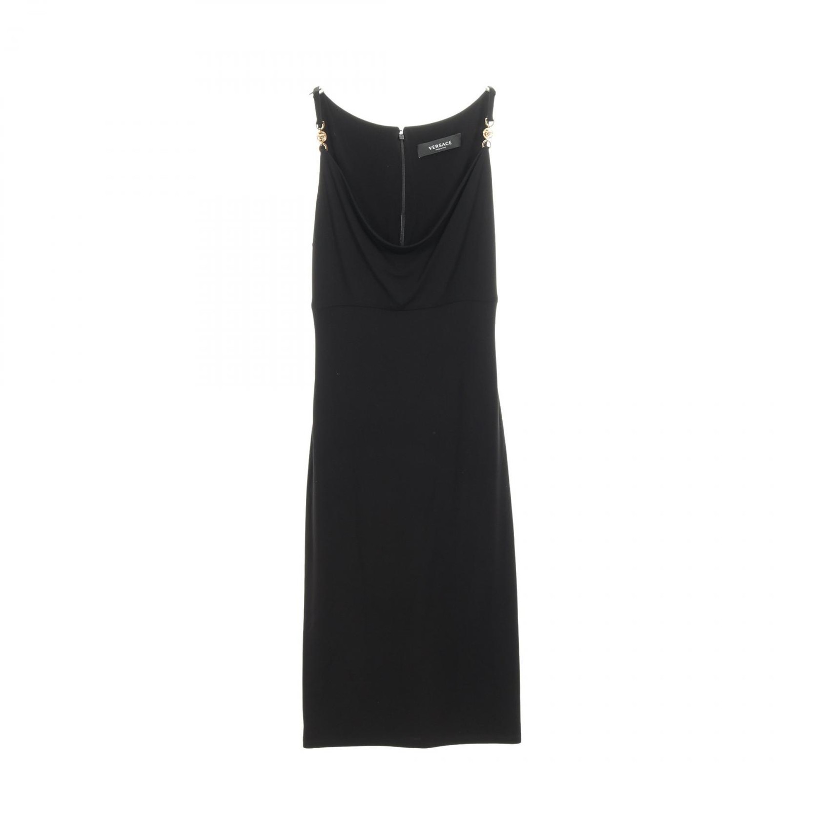 VERSACE Medusa sleeveless long Dress Rayon Black Used Women #38