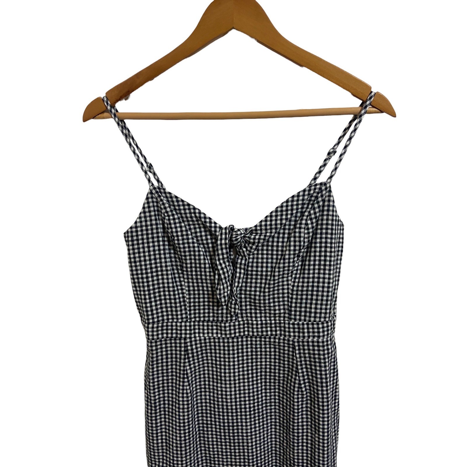 Lulus Gingham Mini Dress Black White Checkered Tie Front Fit Flare Coquette S