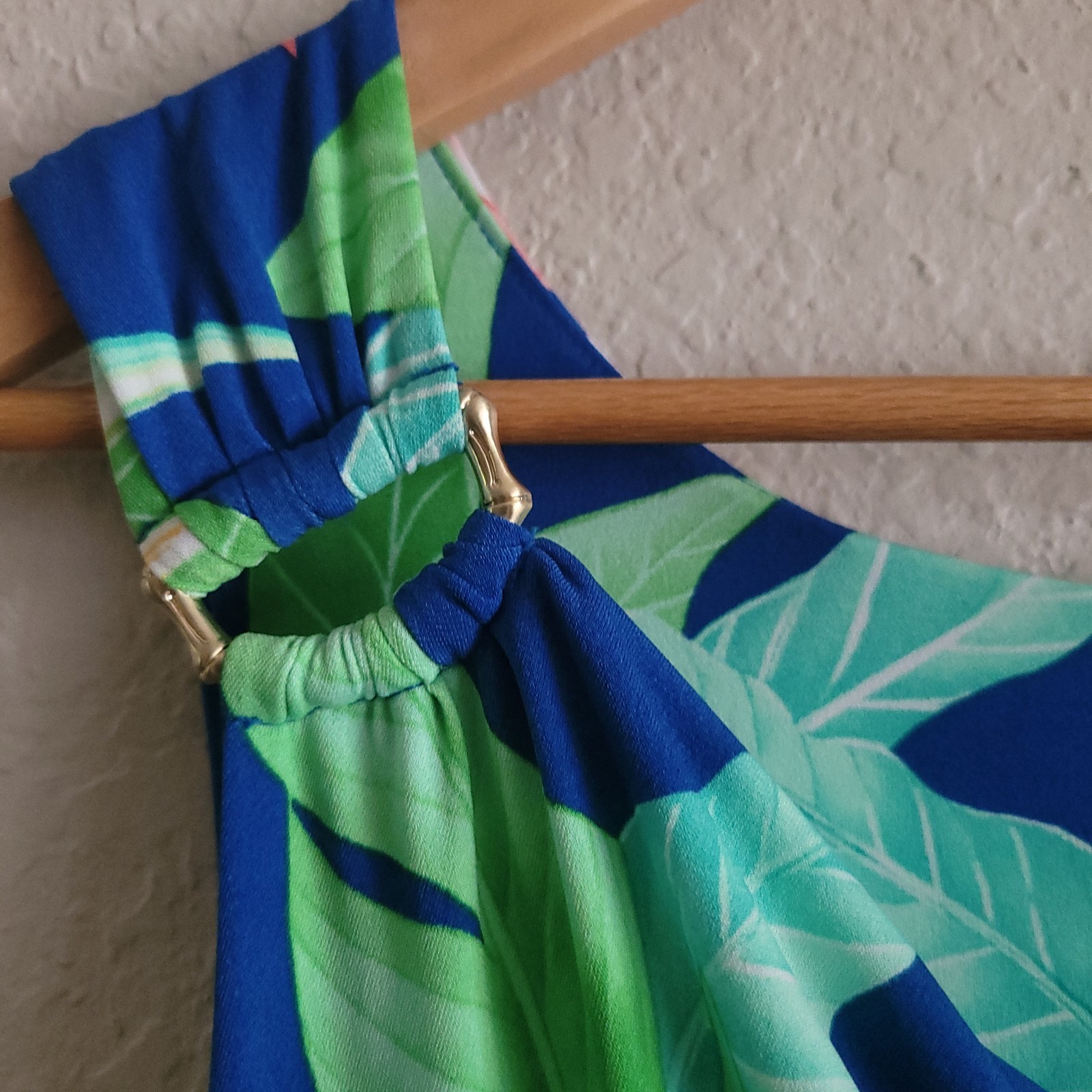 Tommy Bahama Nirvana Night Maxi Dress L Tropical Resort Boho Floral Blue Green