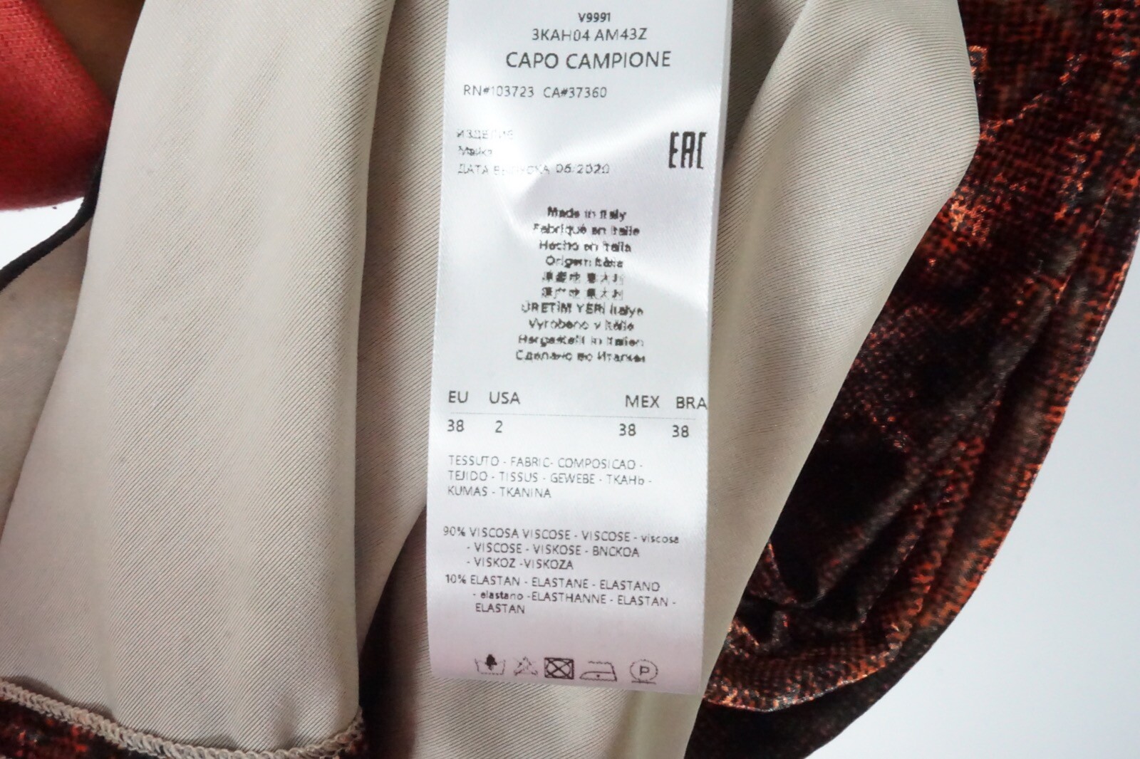 Giorgio Armani Orange Black Viscose Blend Dress 2 US 38eu BRAND NEW