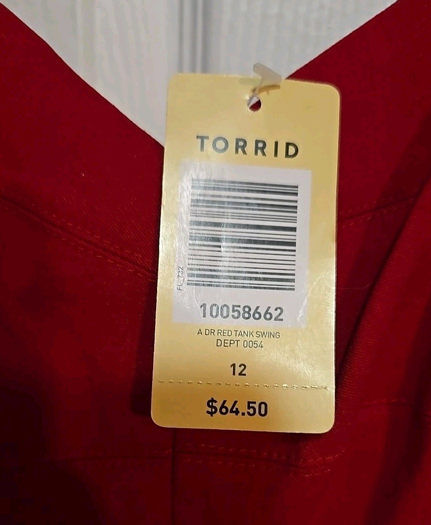 Torrid Red Dress Womens Size 12 Large Stretchy Cocktail Strap Zipper No Belt