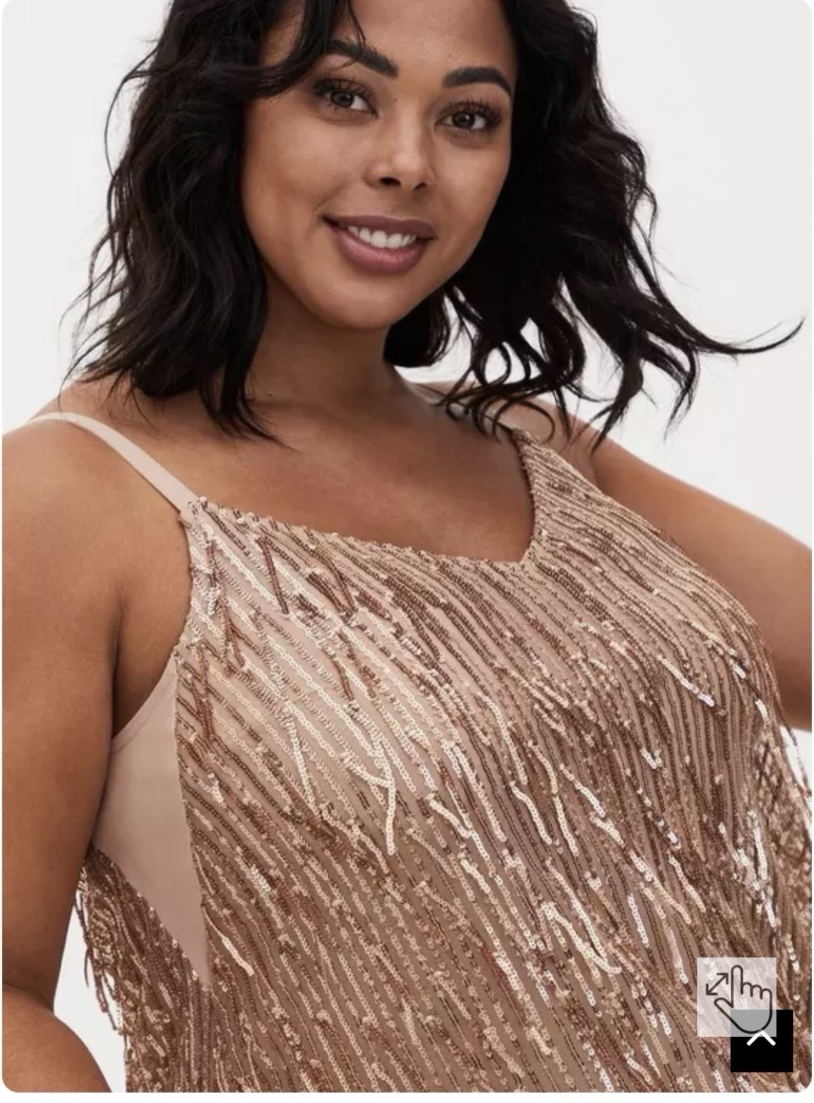 Torrid SZ 00 NEW Fringe Mini Dress – Gold Shimmer