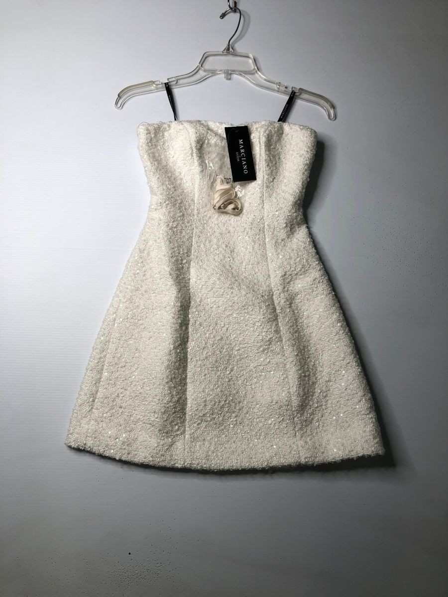MARCIANO BY GUESS Bouclé Away Sequin Dress Women’s Size 36 US 2 White